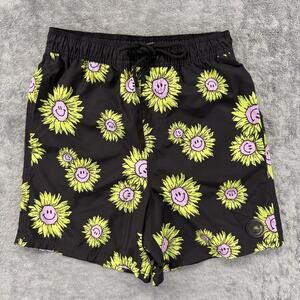 Neff Mens Happy Bloom Graphic Swim Shorts All Over Print Pull On Elastic Waist
